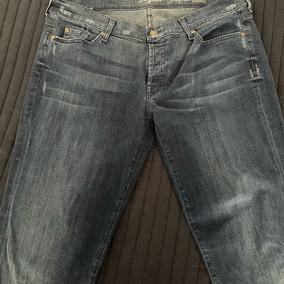 7 For All Mankind Josefina Skinny Boyfriend Jeans - Dark Blue - Picture 4 of 7